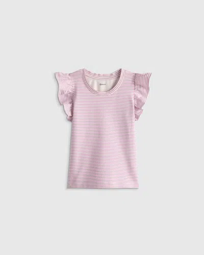 Quince Kids' Ruffle Sleeve Top In Pink