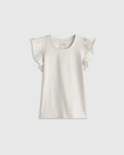 Quince Kids' Ruffle Sleeve Top In White