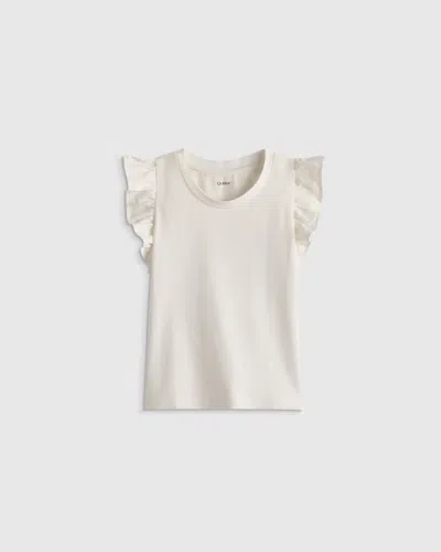 Quince Kids' Ruffle Sleeve Top In White