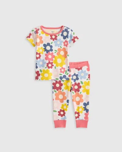 Quince Kids' Short Sleeve And Pants Pajama Set In Pop Floral