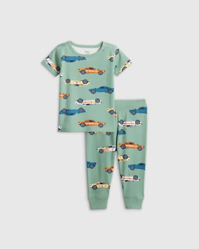 Quince Kids' Short Sleeve And Pants Pajama Set In Racecars