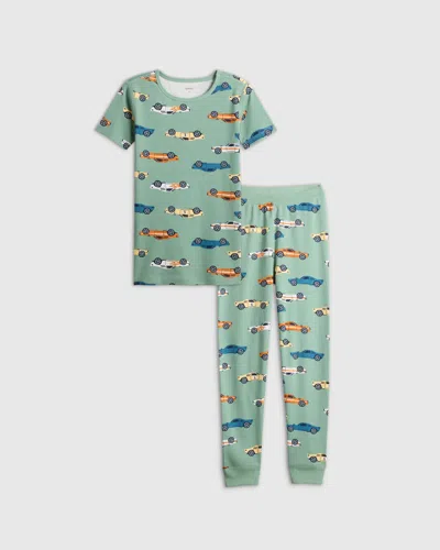 Quince Kids' Short Sleeve And Pants Pajama Set In Racecars