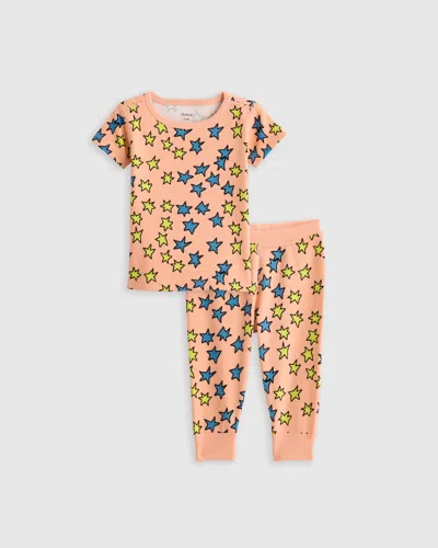 Quince Kids' Short Sleeve And Pants Pajama Set In Stars