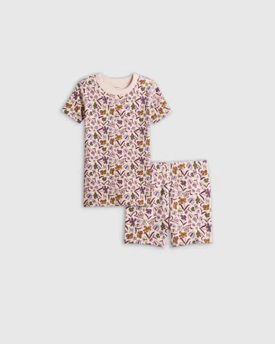 Quince Kids' Short Sleeve And Shorts Pajama Set In Butterfly Floral