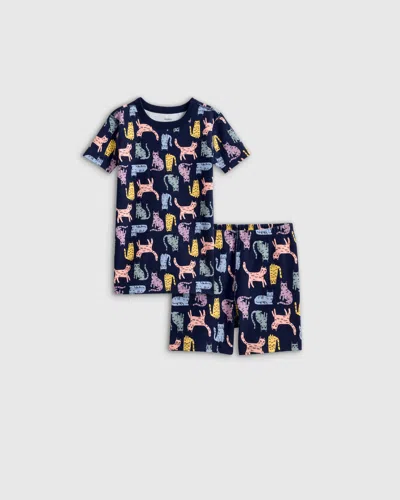 Quince Kids' Short Sleeve And Shorts Pajama Set In Cats