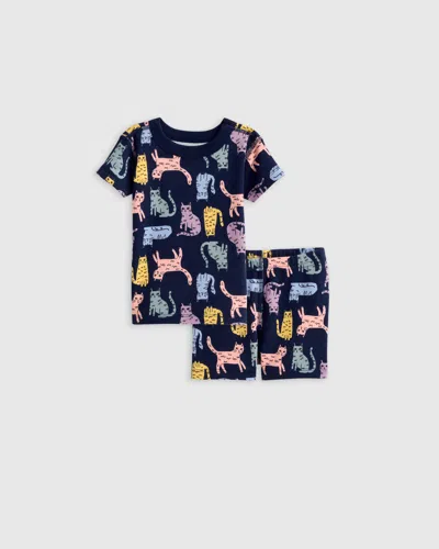 Quince Kids' Short Sleeve And Shorts Pajama Set In Cats