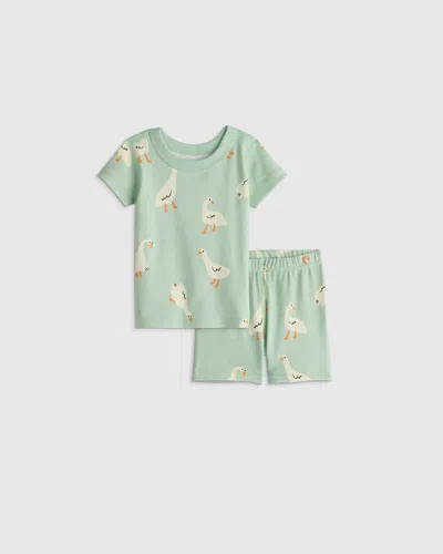 Quince Kids' Short Sleeve And Shorts Pajama Set In Green