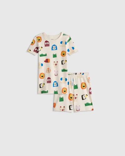 Quince Kids' Short Sleeve And Shorts Pajama Set In Multi