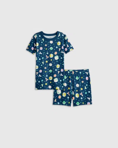 Quince Kids' Short Sleeve And Shorts Pajama Set In Planets