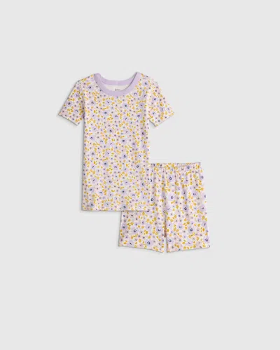 Quince Kids' Short Sleeve And Shorts Pajama Set In Purple