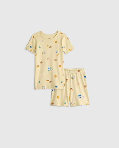 Quince Kids' Short Sleeve And Shorts Pajama Set In Yellow