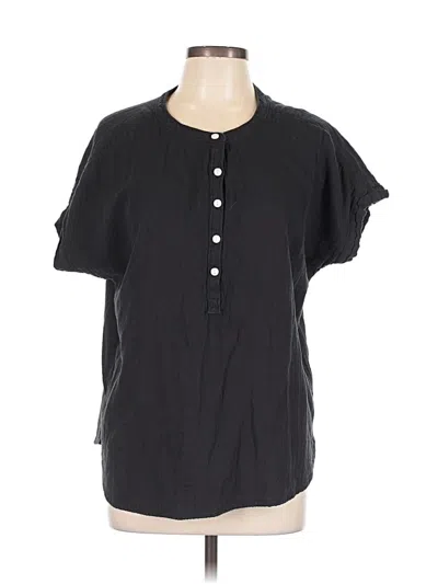 Pre-owned Quince Short Sleeve Blouse In Black