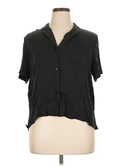 Pre-owned Quince Short Sleeve Blouse In Black