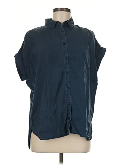 Pre-owned Quince Short Sleeve Blouse In Blue