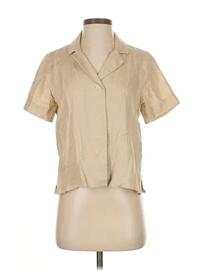 Pre-owned Quince Short Sleeve Blouse In Brown