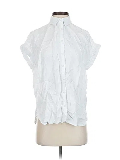 Pre-owned Quince Short Sleeve Blouse In White