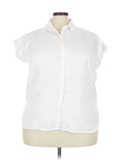Pre-owned Quince Short Sleeve Blouse In White