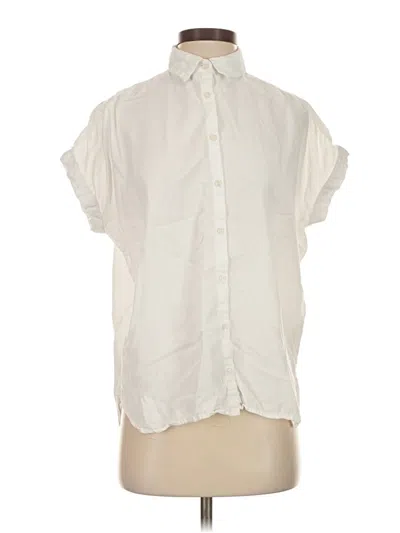 Pre-owned Quince Short Sleeve Blouse In White