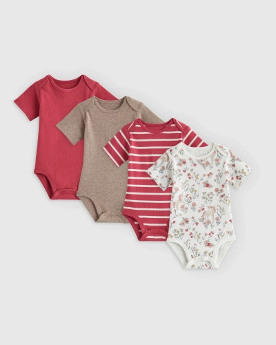 Quince Kids' Short Sleeve Bodysuit 4-pack In Unicorn Floral