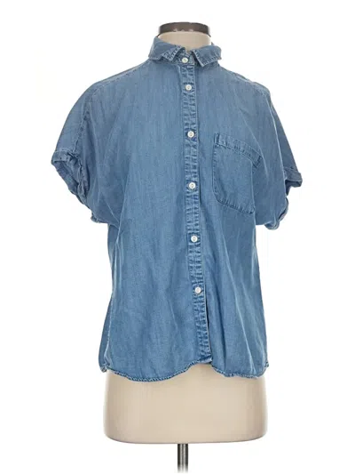 Pre-owned Quince Short Sleeve Button Down Shirt In Blue