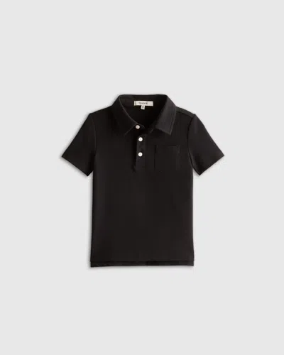 Quince Kids' Short Sleeve Pique Polo In Black
