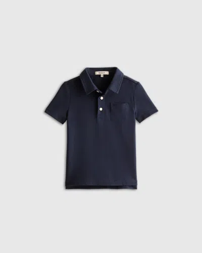 Quince Kids' Short Sleeve Pique Polo In Blue