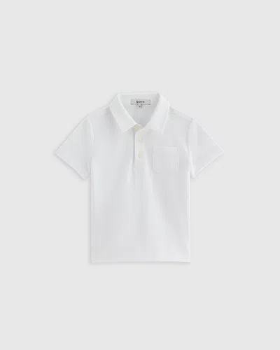 Quince Kids' Short Sleeve Pique Polo In White