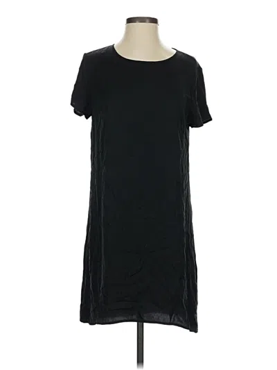Pre-owned Quince Short Sleeve Silk Top Black Scoop Neck Tops