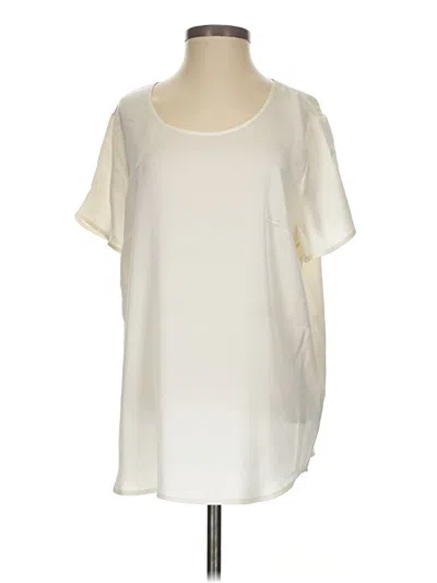 Pre-owned Quince Short Sleeve Silk Top Ivory Scoop Neck Tops In White