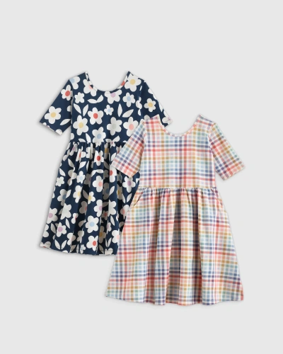 Quince Skater Dress 2-pack In Geo Daisy/plaid
