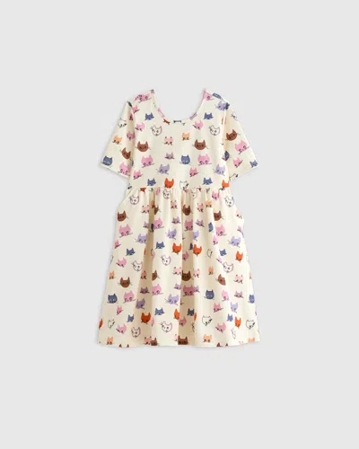 Quince Kids' Skater Dress In Cat Faces