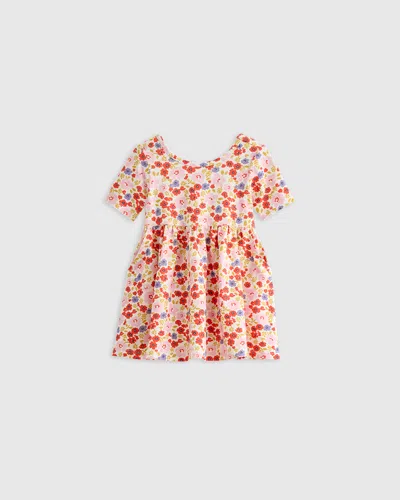 Quince Kids' Skater Dress In Pink Poppy Floral