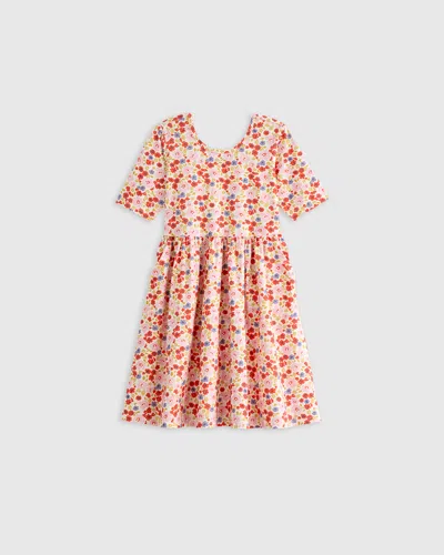 Quince Kids' Skater Dress In Pink Poppy Floral