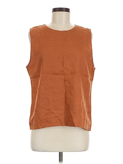 Pre-owned Quince Sleeveless Blouse In Brown