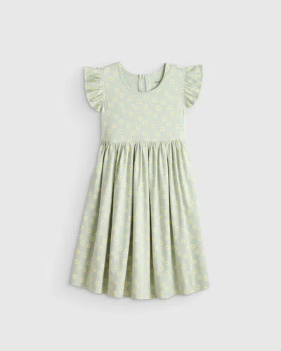 Quince Kids' Sleeveless Ruffle Dress In Green