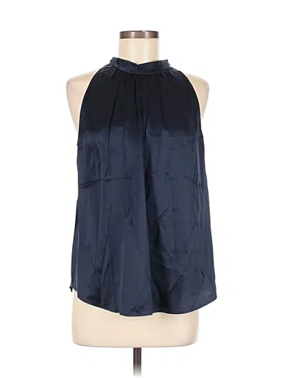 Pre-owned Quince Sleeveless Silk Top Blue Halter Neckline Tops