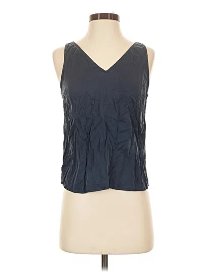 Pre-owned Quince Sleeveless Silk Top Blue V-neck Tops