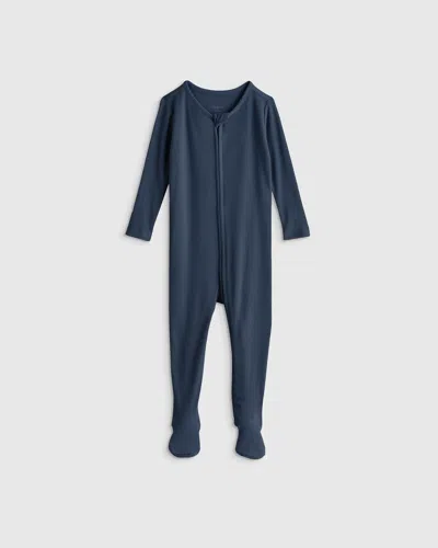 Quince Kids' Softest Rib Footie In Blue