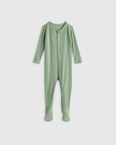 Quince Kids' Softest Rib Footie In Green