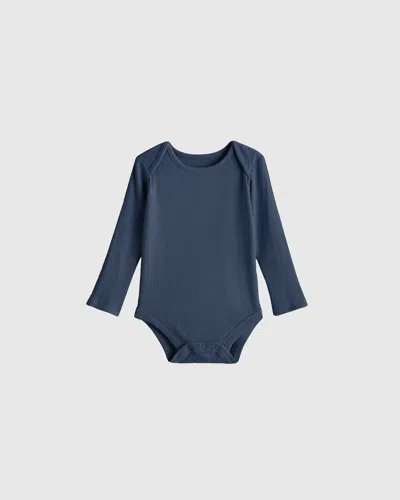 Quince Kids' Softest Rib Long Sleeve Bodysuit In Blue