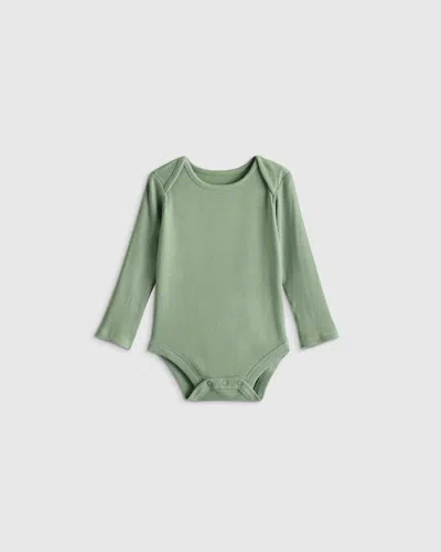Quince Kids' Softest Rib Long Sleeve Bodysuit In Green