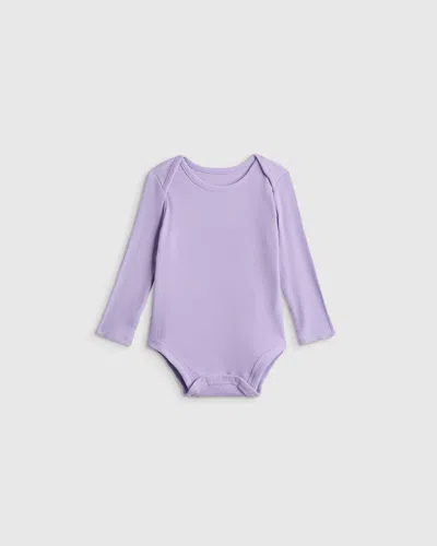 Quince Kids' Softest Rib Long Sleeve Bodysuit In Purple