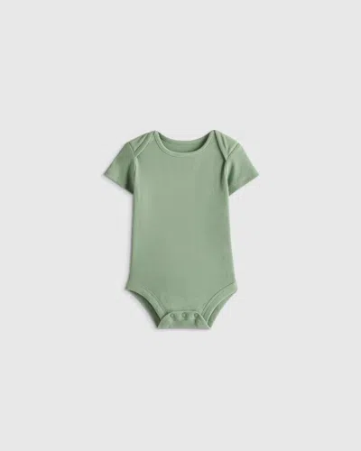 Quince Kids' Softest Rib Short Sleeve Bodysuit In Green