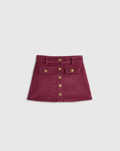 Quince Kids' Stretch Corduroy Skirt In Red
