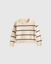 Quince Striped Crew Sweater In White/black Stripe