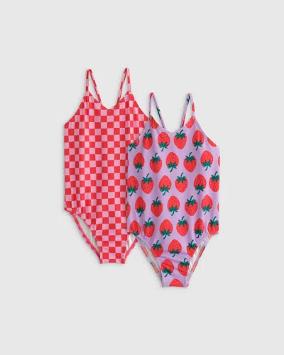 Quince Sunsafe One-piece Swimsuit 2-pack In Strawberries/check