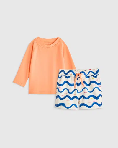 Quince Kids' Swim Trunk And Rash Guard Set