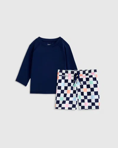 Quince Kids' Swim Trunk And Rash Guard Set In Multi