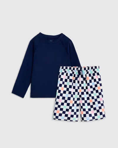 Quince Kids' Swim Trunk And Rash Guard Set In Multi