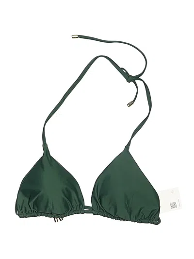 Pre-owned Quince Swimsuit Top Green Solid Pattern Swimwear